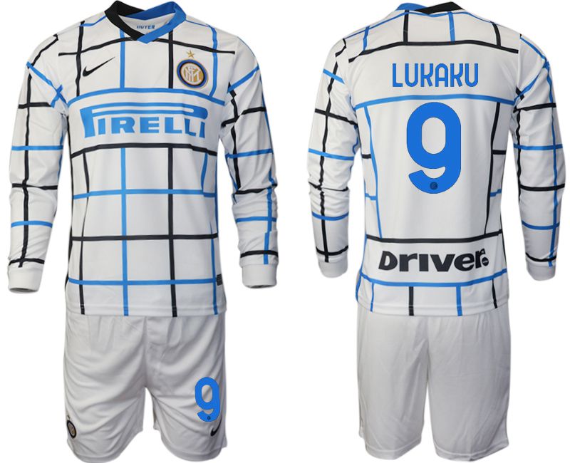 Men 2020-2021 club Inter milan away long sleeve #9 white Soccer Jerseys